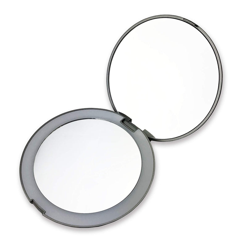 [Australia] - Carson LED Lighted 1.9x Folding Compact Circular Magnifying Makeup and Travel Mirror, 4.75'' (MI-10), Gray 