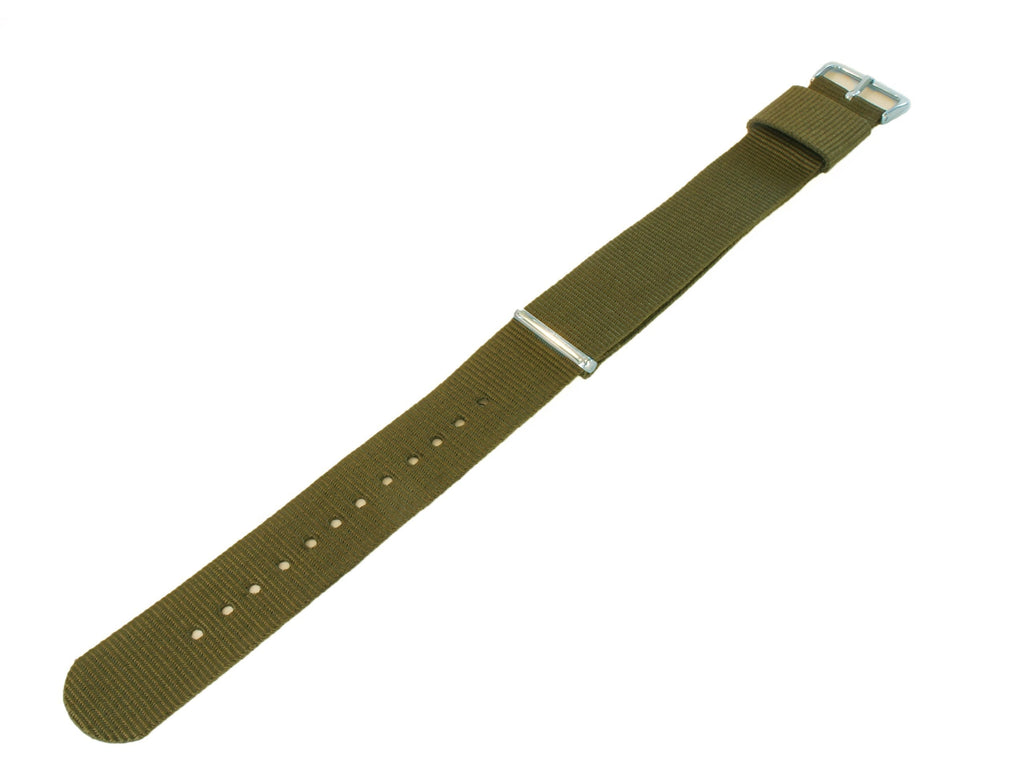 [Australia] - BARTON Watch Bands - Ballistic Nylon Military Style Straps - Choice of Color, Length & Width (18mm, 20mm, 22mm or 24mm) 18mm - Standard (10") Army Green 