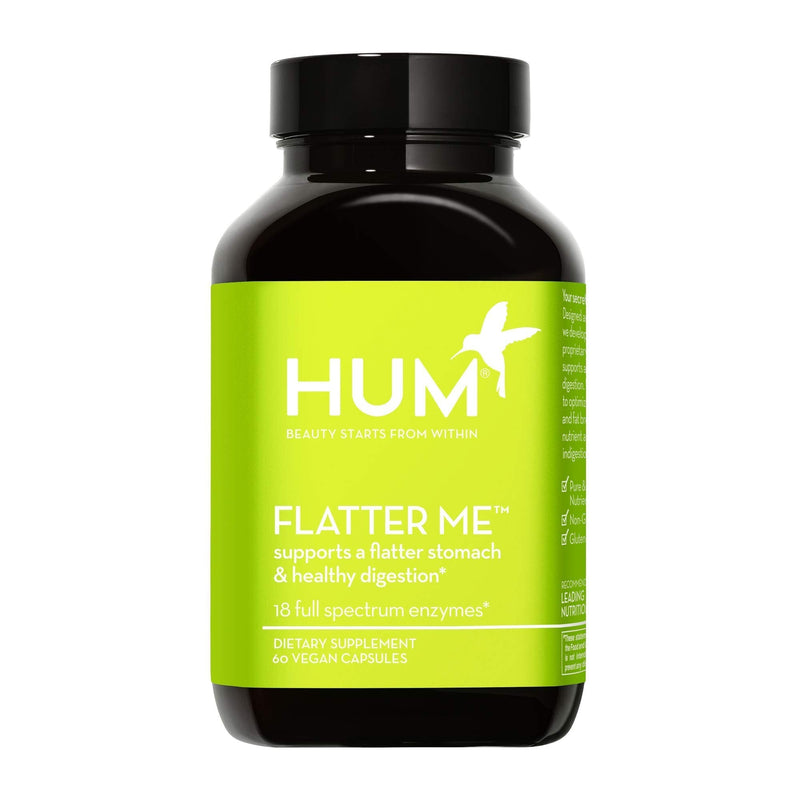 [Australia] - HUM Flatter Me - Digestive Enzymes for Bloated Belly Relief - Ginger, Fennel Seed, Peppermint Capsules for Bloating with 18 Full Spectrum Enzymes to Support Gut Health & Food Breakdown (60 Capsules) 