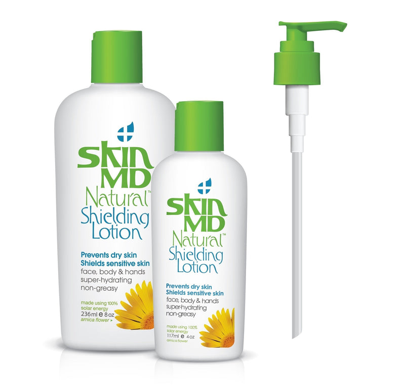 [Australia] - Skin MD Natural Shielding Lotion for Face, Body & Hands 4oz + 8oz and Pump -Helps with Eczema & Psoriasis! The natural dry skin remedy to the things that dry your skin 