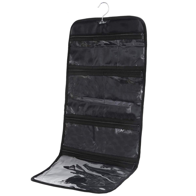 [Australia] - WODISON Foldable Clear Hanging Travel Toiletry Bag Cosmetic Organizer Storage Black 
