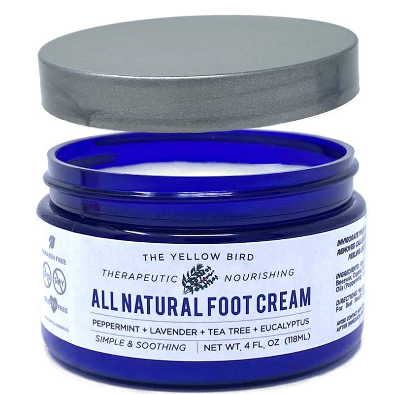 [Australia] - The Yellow Bird Natural Foot Cream - Dry Feet Balm , Cracked Heel Moisturizer, Organic Athletes Foot Repair Salve with Tea Tree Oil & Peppermint. Moisturizing Callus Care, Toenail Treatment Creme 