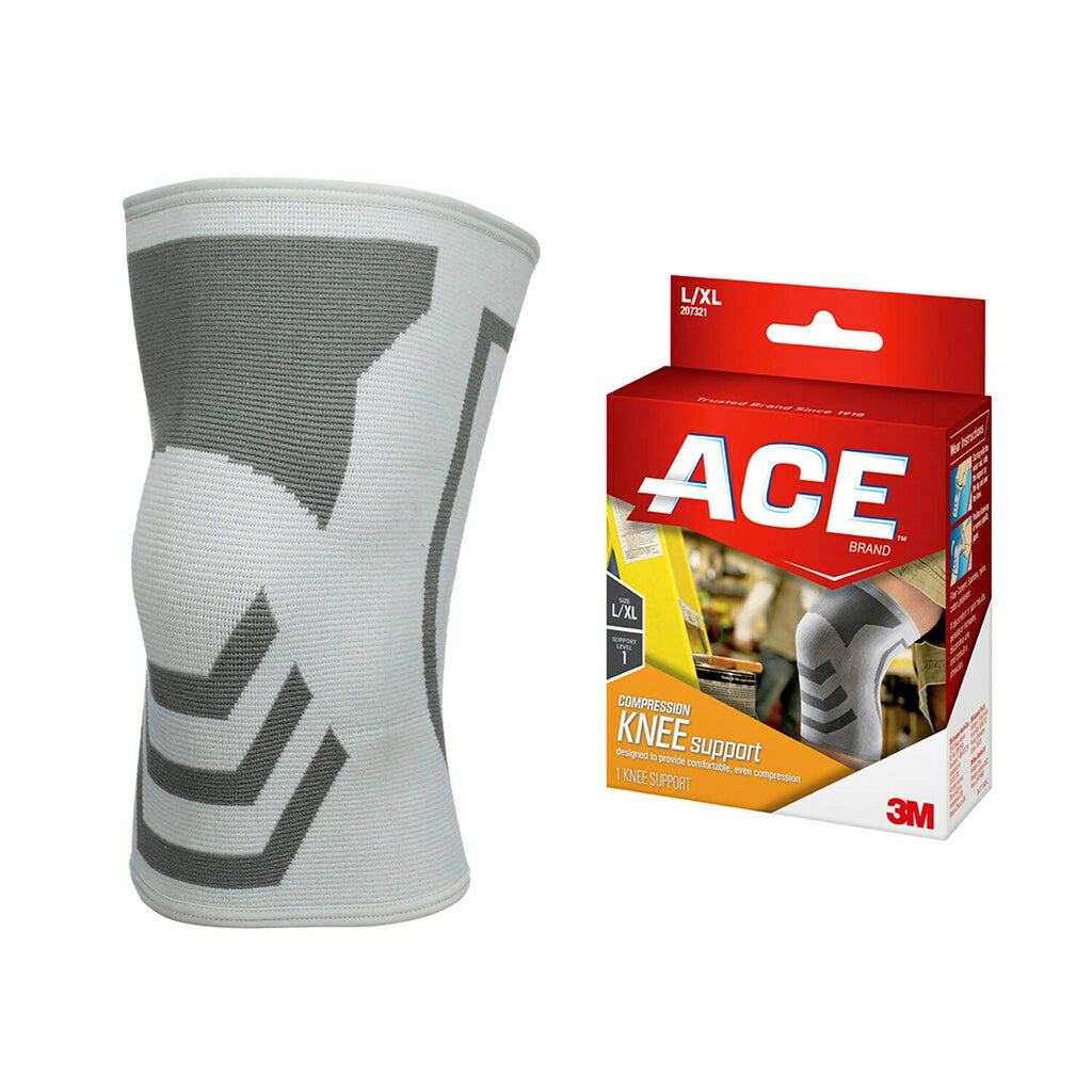 [Australia] - ACE Brand Compression Knee Support, Large/Extra Large, White/Gray, 1/Pack Large/X-Large 