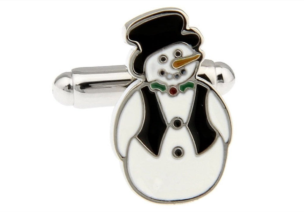 [Australia] - MRCUFF Snowman Christmas Pair Cufflinks in a Presentation Gift Box & Polishing Cloth 