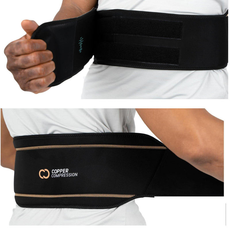 [Australia] - Copper Compression Back Brace - Copper Infused Lower Lumbar Support Belt. Relief for Muscle & Ligament Strain, Arthritis, Osteoporosis, Hernia, Ruptured Disc, Sciatica, Scoliosis - Fits Men & Women Large/X-Large (Pack of 1) 