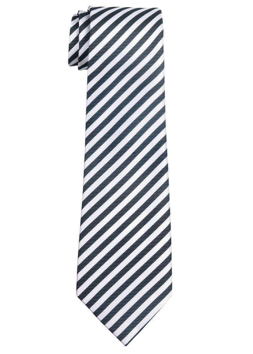 [Australia] - Retreez Striped Woven Microfiber Boy's Tie - 8-10 years 8 - 10 years Black/White Stripe 