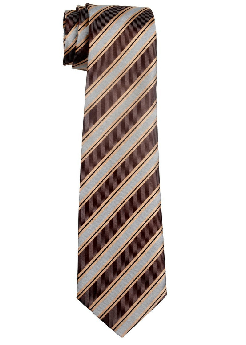 [Australia] - Preppy Stripe Pattern Woven Boy's Tie - 8-10 years 8 - 10 years Brown/Gray 