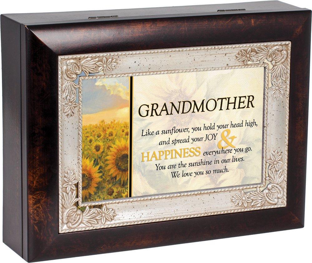 [Australia] - Cottage Garden Grandmother Dark Wood Finish Jewelry Music Box Plays Tune You are My Sunshine 