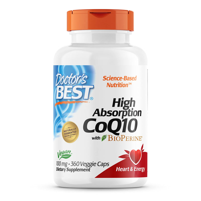 [Australia] - Doctor's Best High Absorption CoQ10 with BioPerine, Gluten Free, Naturally Fermented, Vegan, Heart Health & Energy Production, 100 mg 360 Veggie Caps 360 Count (Pack of 1) 