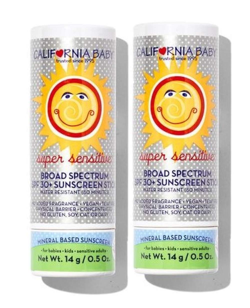[Australia] - 2-pack California Baby Super Sensitive Broad Spectrum SPF 30+ Sunscreen Stick (0.5oz) 0.5 Ounce (Pack of 2) 