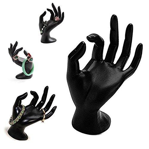 [Australia] - Adorox Black Polyresin Hand Form Jewelry Display Bracelet Ring Necklace Stand Holder 
