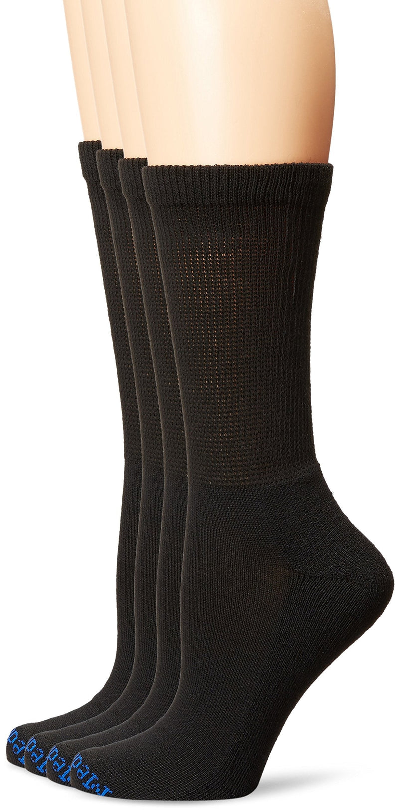 [Australia] - MediPEDS PEDS Women's Diabetic Crew Socks with Non-Binding Top and Cushion Sole 4 Pairs Men's 9-12/Women's 10-13 Black 