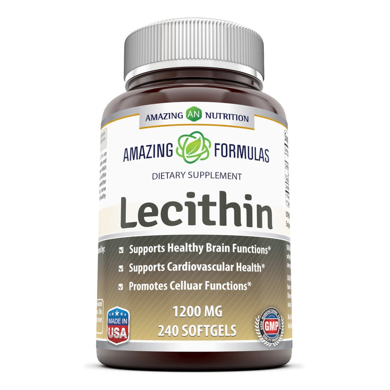 [Australia] - Amazing Formulas Lecithin Dietary Supplement * 1200 mg High Potency Lecithin Softgels (Non GMO,Gluten Free) -Promotes Brain & Cardiovascular Health * Aids in Cellular Activities * 240 Softgels 240 Count (Pack of 1) 
