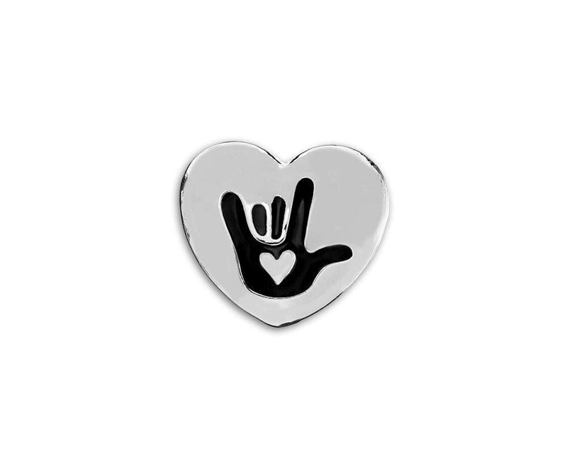 [Australia] - Fundraising For A Cause | Deaf Awareness Heart Pin - I Love You American Sign Language Symbol Lapel Pin for Deaf Awareness in a Bag (1 Pin) 