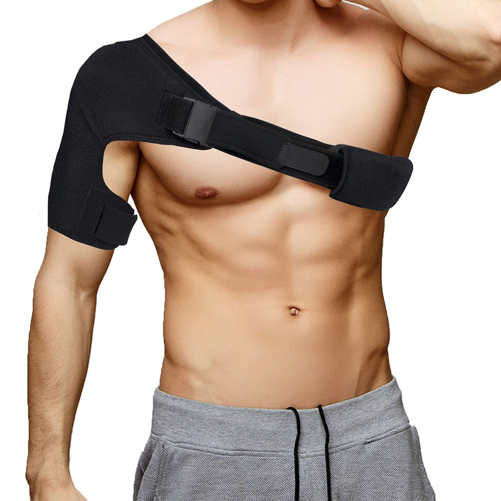 [Australia] - Vive Shoulder Brace - Rotator Cuff Compression Support - Men, Women, Left, Right Arm Injury Prevention Stabilizer Sleeve Wrap - Immobilizer for Dislocated AC Joint, Labrum Tear Pain (Black) Black 1 Count (Pack of 1) 