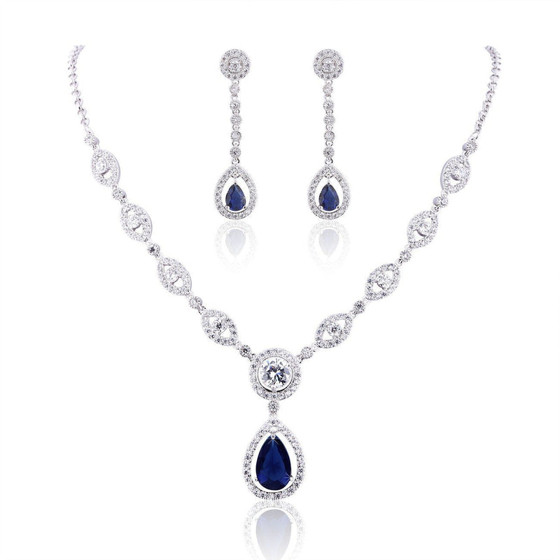 [Australia] - GULICX AAA Cubic Zirconia CZ Silver Plated Base Women's Party Jewelry Set Earrings Pendant Necklace 