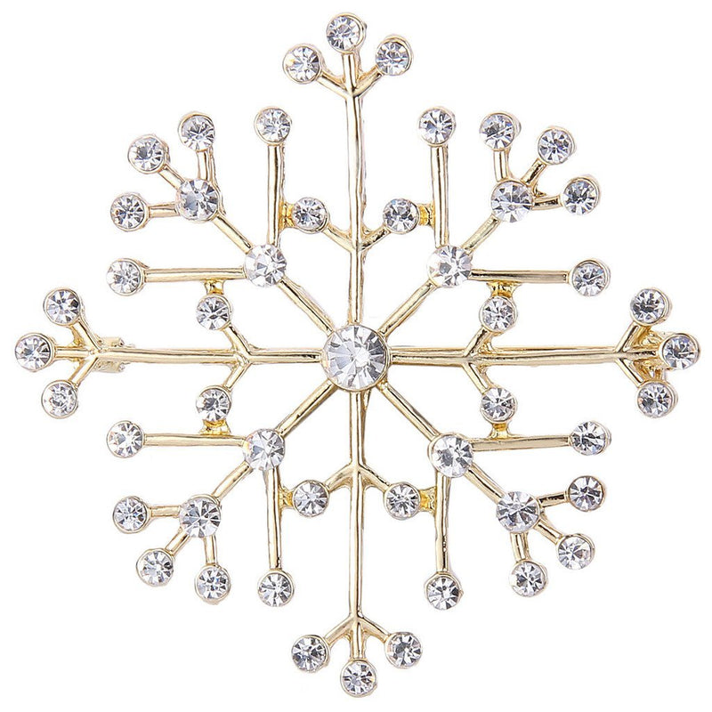 [Australia] - EVER FAITH Austrian Crystal Charming Lady Winter Snowflake Brooch Pin Clear Gold-Tone 
