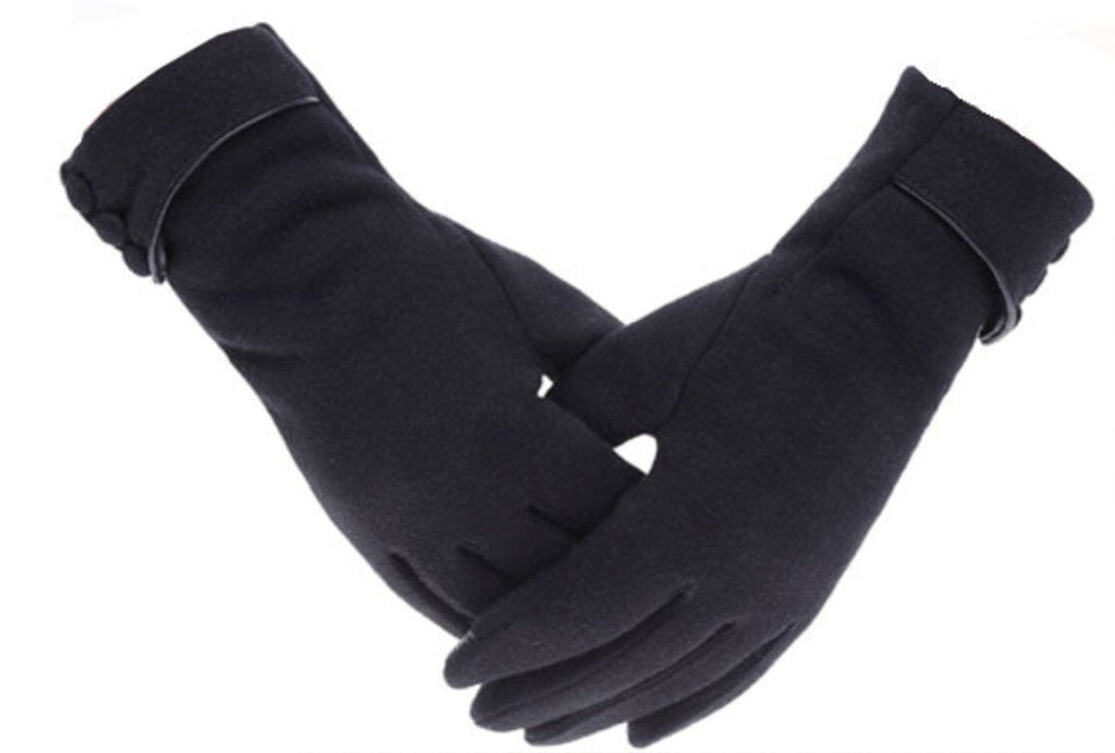 [Australia] - Tomily Womens Touch Screen Phone Fleece Windproof Gloves Winter Warm Wear Black 