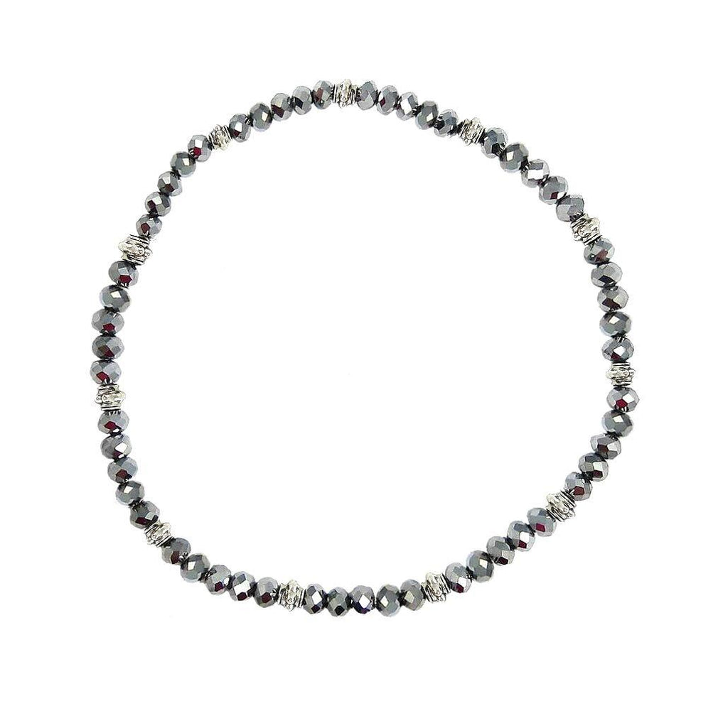 [Australia] - Stretch Bead Ankle Bracelet Anklet - Metallic Grey / Gray (A70) 