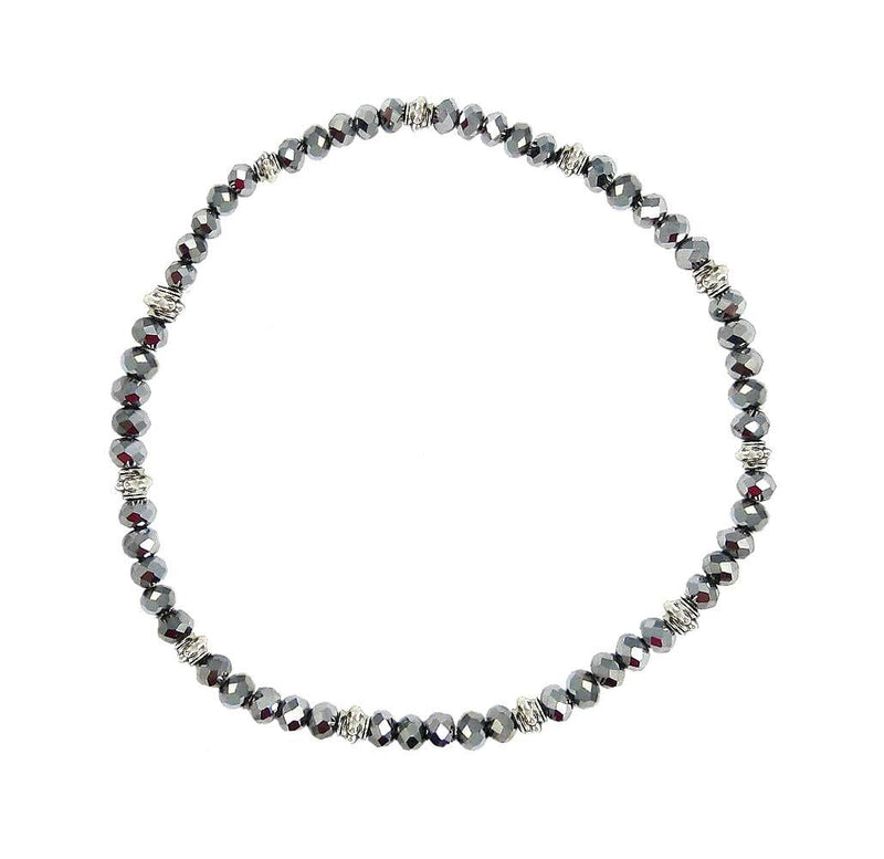 [Australia] - Stretch Bead Ankle Bracelet Anklet - Metallic Grey / Gray (A70) 