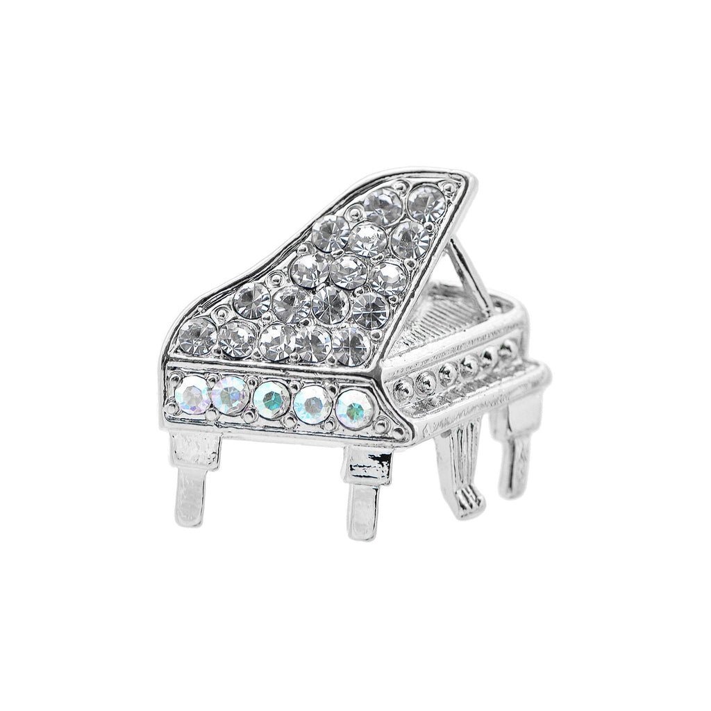 [Australia] - SpinningDaisy Tiny Jewel Crystal Grand Piano Brooch Pin Silver 