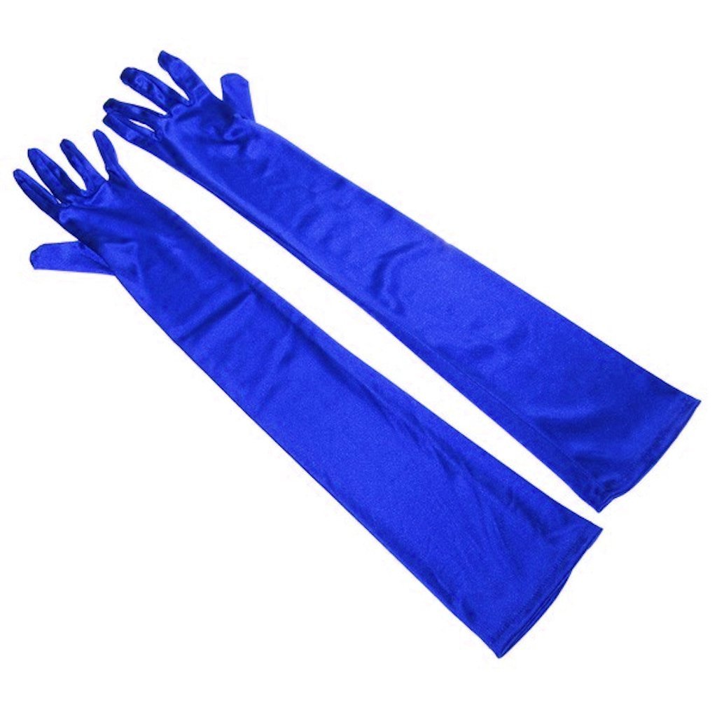 [Australia] - Women's 22 inch Classic Adult Size Opera Length Silky Satin Gloves Blue 