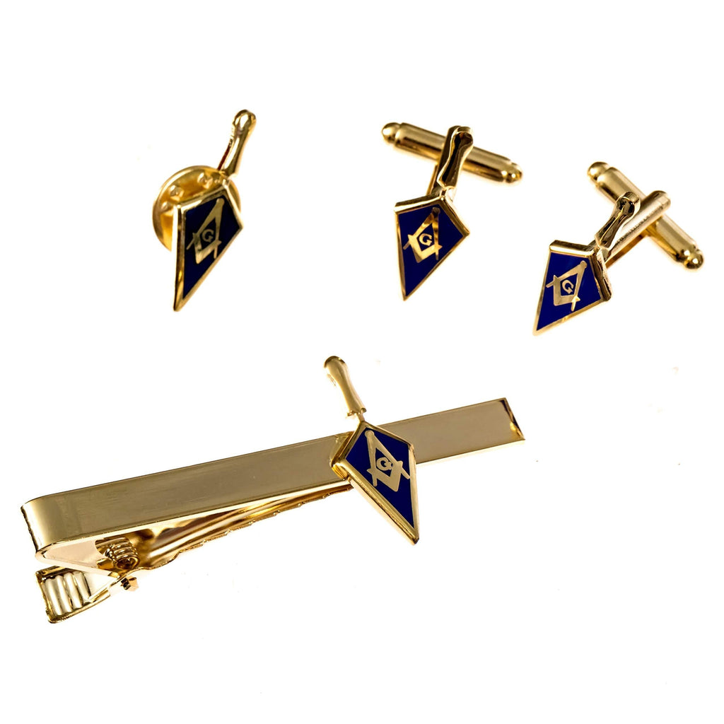 [Australia] - Trowel Lapel Pin Tie Bar Clip Cufflinks Masonic Combo Pack 