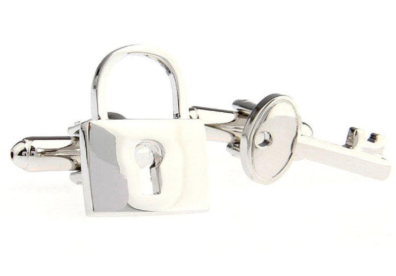 [Australia] - MRCUFF Lock Key Padlock Pair Cufflinks in a Presentation Gift Box & Polishing Cloth 