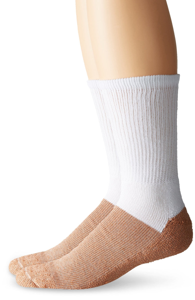 [Australia] - Copper Sole Men's Cupron Pro Therapy Diabetic Crew Socks Without Logo, White, Shoe Size: 4-10 