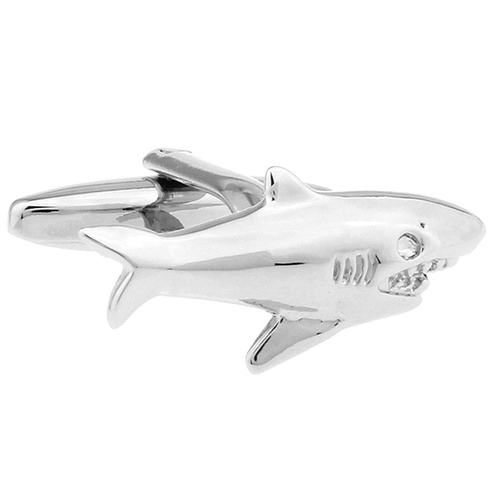 [Australia] - Silver Shark Great White Beach Lifeguard Cufflinks Wedding Groom Cuff Links 