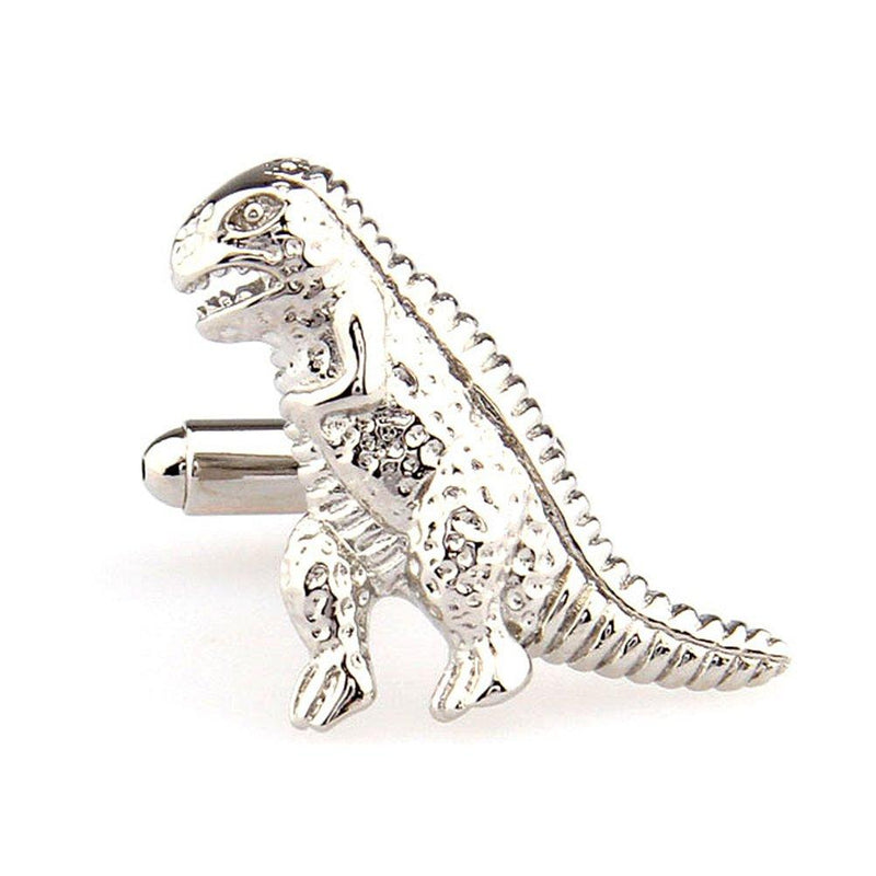 [Australia] - Dinosaur Novelty Godzilla Jurassic Pre Historic Silver Cuff Cufflinks 