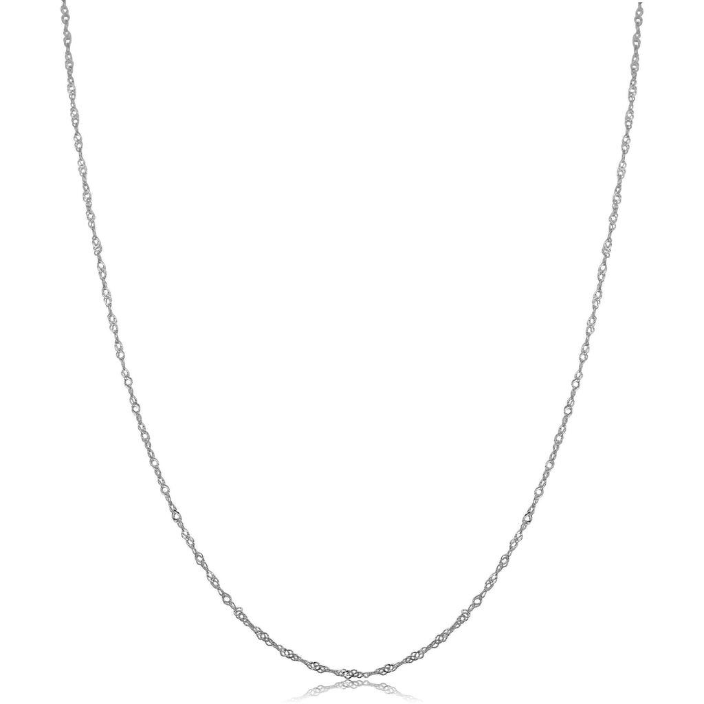 [Australia] - Kooljewelry 10k White Gold Singapore Chain Necklace (0.7 mm, 1 mm, 1.4 mm, 1.7 mm) 16.0 Inches 0.7 mm wide 