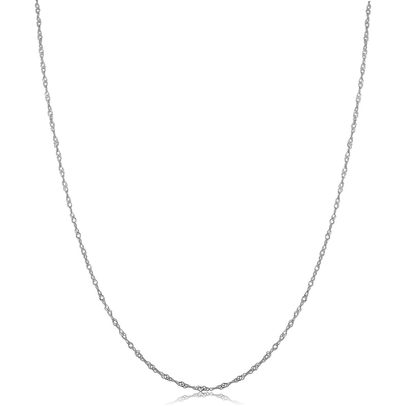 [Australia] - Kooljewelry 10k White Gold Singapore Chain Necklace (0.7 mm, 1 mm, 1.4 mm, 1.7 mm) 16.0 Inches 0.7 mm wide 