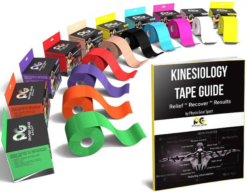 [Australia] - Physix Gear Kinesiology Tape Pro - Waterproof Physio Sports Tape for Pain & Injuries, Pregnancy, Muscle, Knee, Joint Support, Swelling, Strain Relief, Enhanced Blood Circulation (with E-Guide) Red (1 Pack + eGuide) 