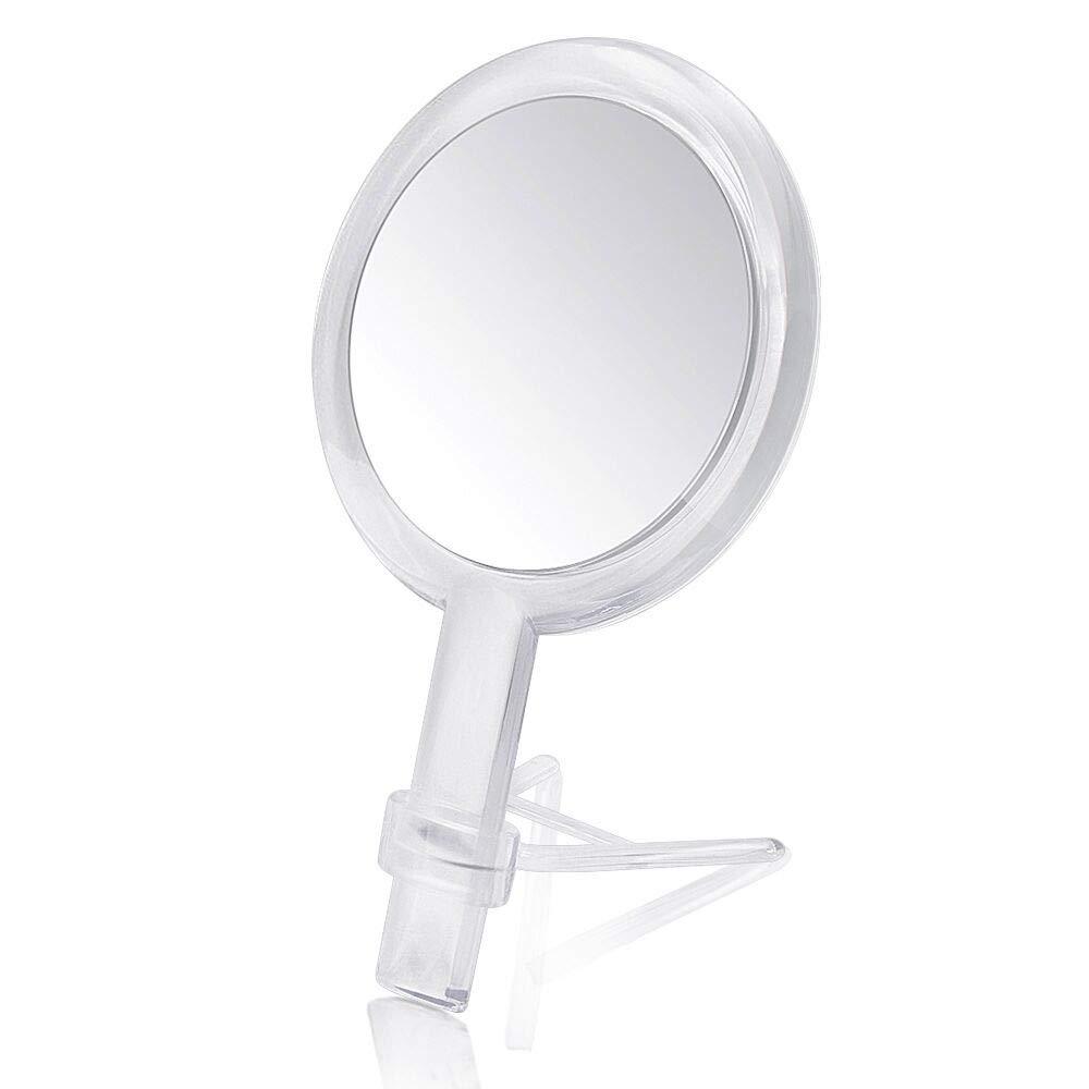 [Australia] - Gotofine Double Sided 1x - 7X Magnification Hand Held Makeup Mirror with Stand,Clear (7X) 