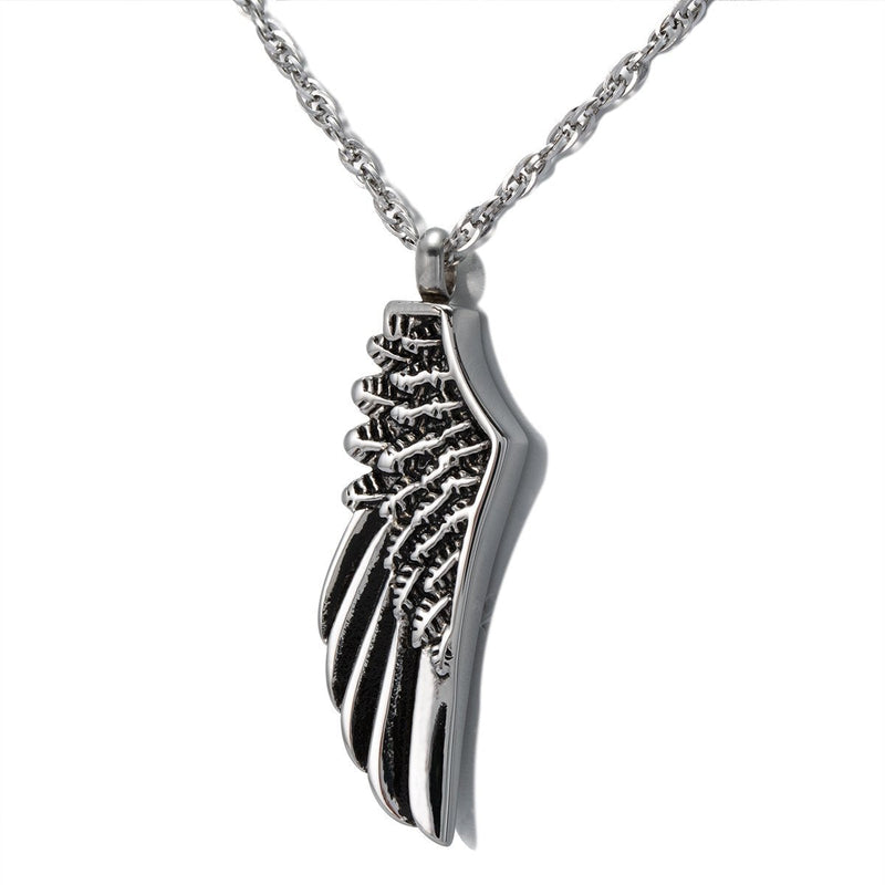 [Australia] - ZARABE Cremation Jewelry Angel Wing Feather Necklace Memorial Ash Keepsake Urn Pendant 