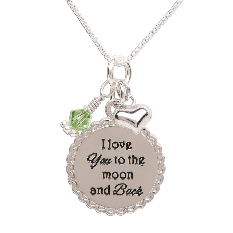 [Australia] - Children's Sterling Silver I Love You to the Moon and Back Simulated Birthstone Necklace, 14" Length 08-Aug 