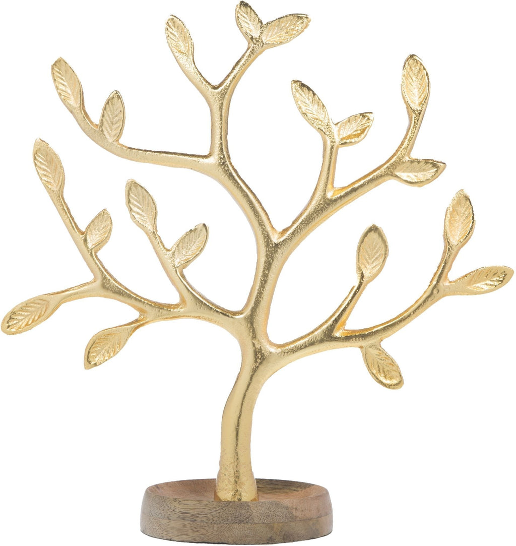 [Australia] - Gold Drayton Leaves Jewelry Tree W/Wood Base 12"H 