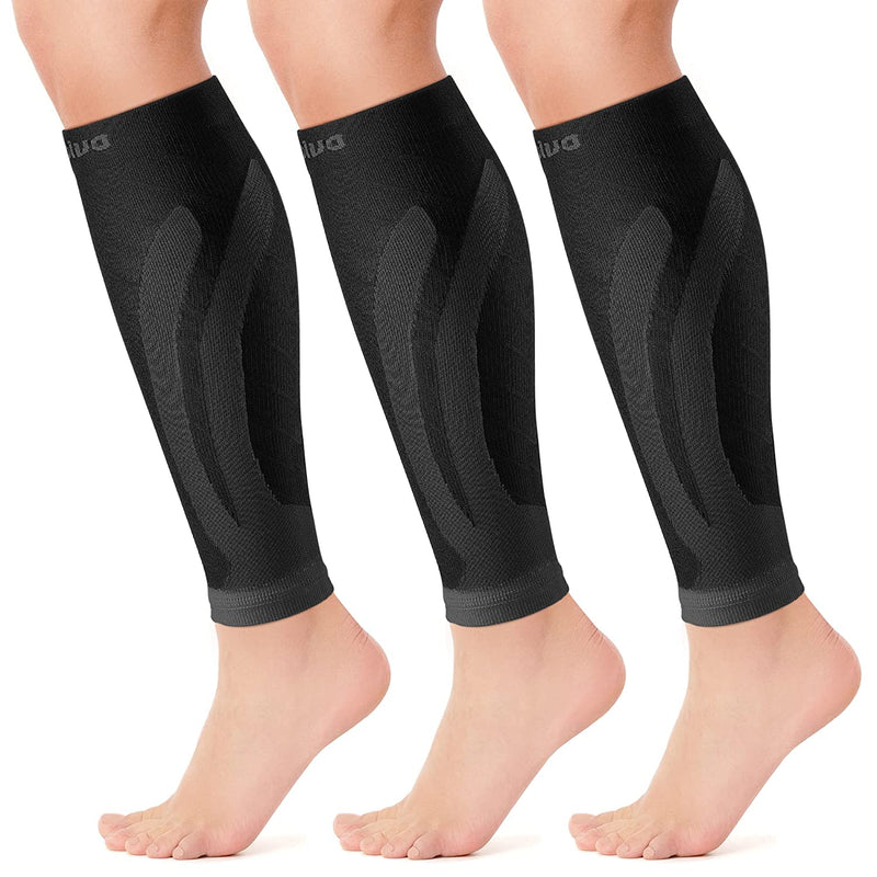 [Australia] - Calf Compression Sleeves for Men Women. Footless Compression Socks Without Feet . Shin Splints, Varicose Vein Treatment for Legs & Pain Relief. Calf Braces, Splints & Supports. Best Wide leg compression sleeve for Running Nurse Pregnant Pregnancy Black 