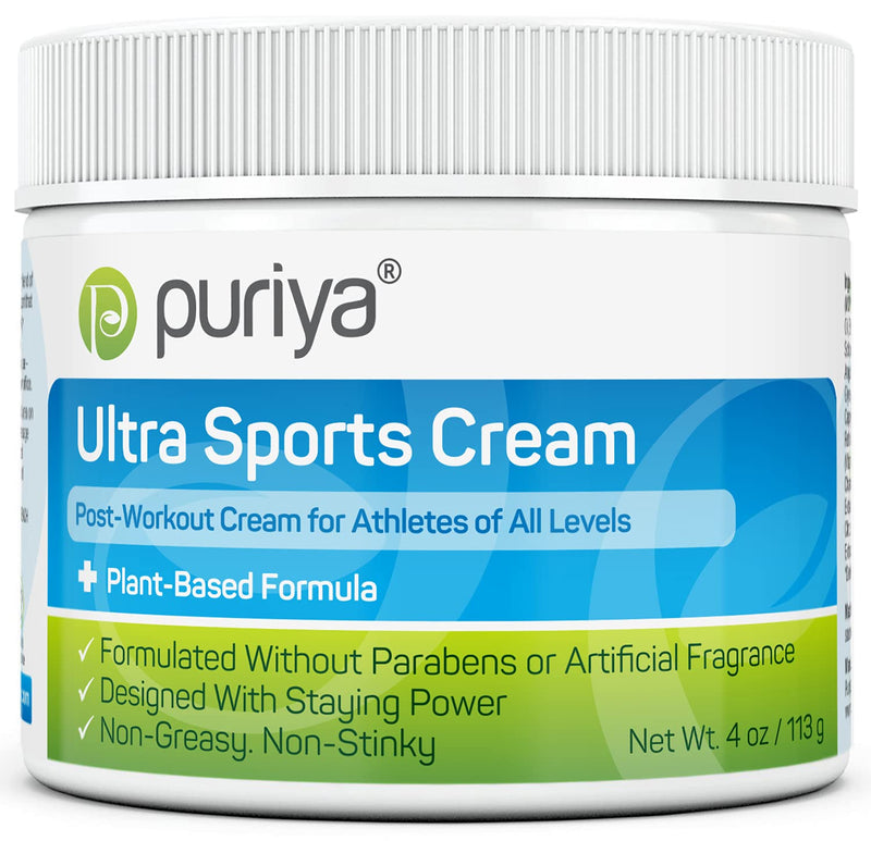 [Australia] - Puriya Ultra Sports Cream with Natural Menthol, Long Lasting Balm for Muscle and Joint Comfort in Leg, Hand, Ankle and Knee, Fast-Acting Rub with Pleasant Scent, Maximum Strength, Fit for Athletes 4 Ounce (Pack of 1) 