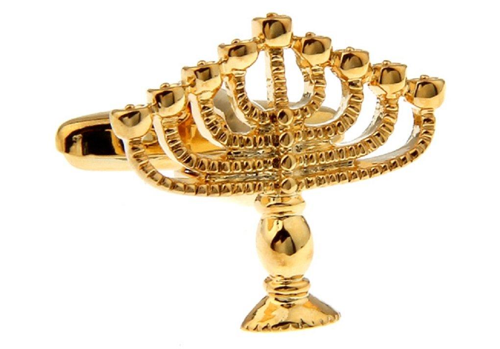 [Australia] - MRCUFF Hanukkah Chanukah Menorah Hanukkiah Jewish Holiday Pair Cufflinks in a Presentation Gift Box & Polishing Cloth 