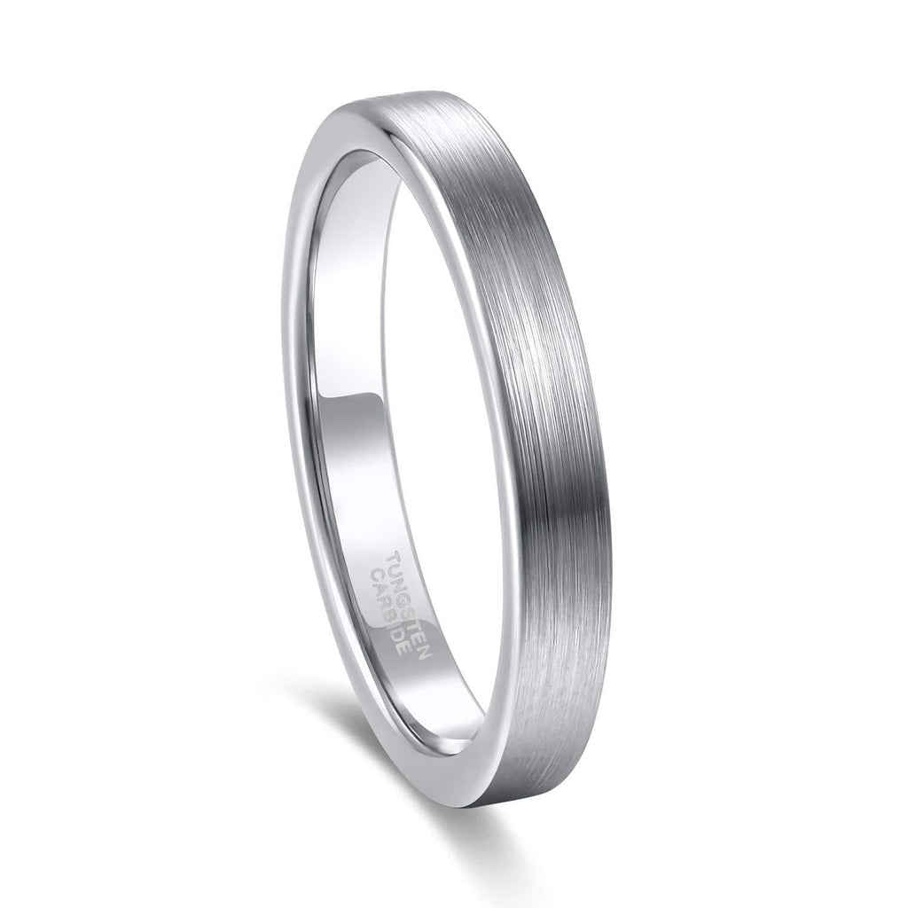 [Australia] - Frank S.Burton Tungsten Ring for Men Women 3mm 4mm 6mm 8mm Engraved I Love You Beveled Edge Matte Silver Wedding Band Comfort Fit Size 4-15 3mm Silver 