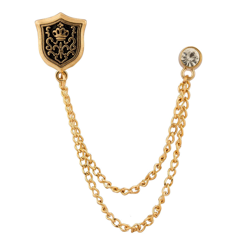 [Australia] - Knighthood Men's Shield and Swarovski Lapel Pin/Collar Pin/Shirt Stud Brooch Golden 