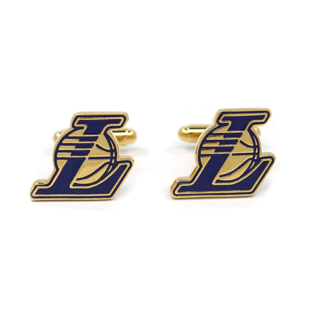 [Australia] - Teri's Boutique LA Lakers Basketball Sports Club Logo Men's Fashion Jewelry Cuff Links w/Gift Box 