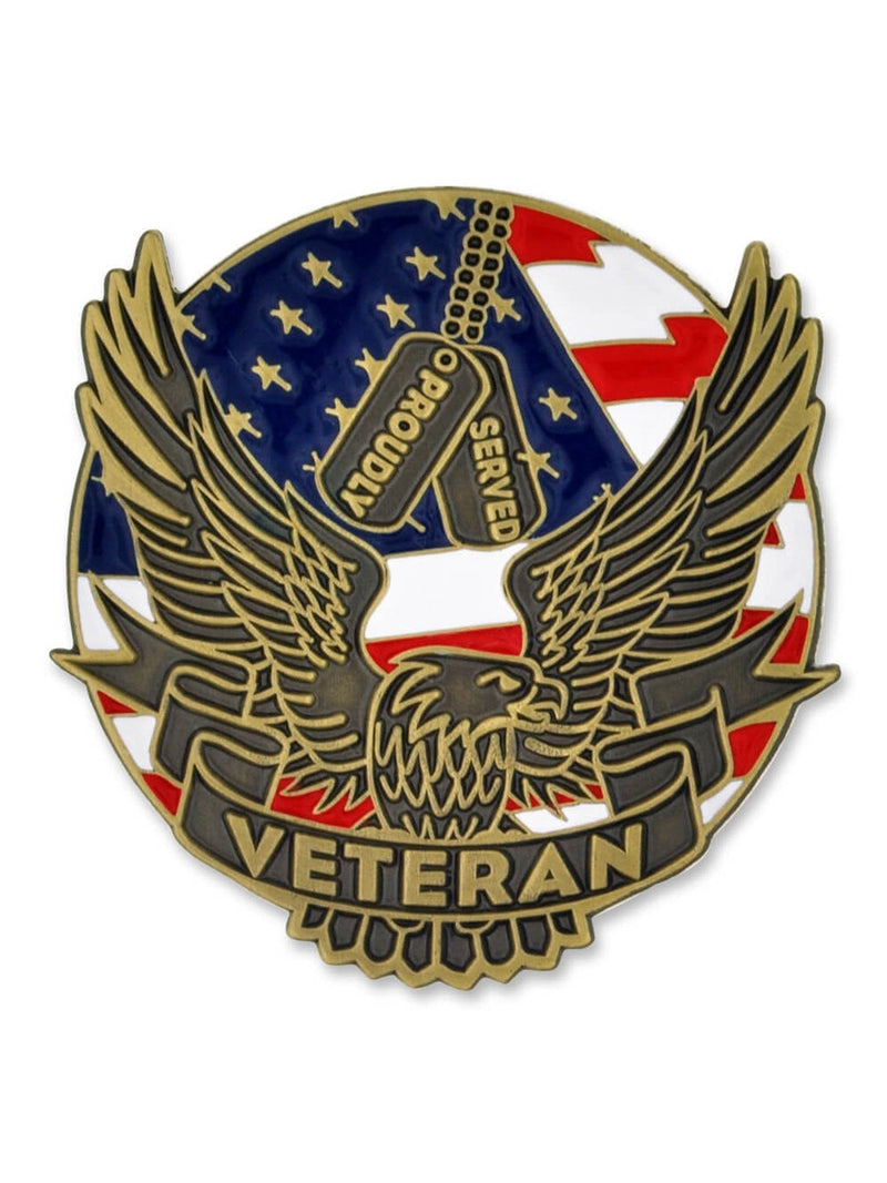 [Australia] - PinMart Proudly Served Veteran Eagle Patriotic Enamel Lapel Pin 1 Piece 