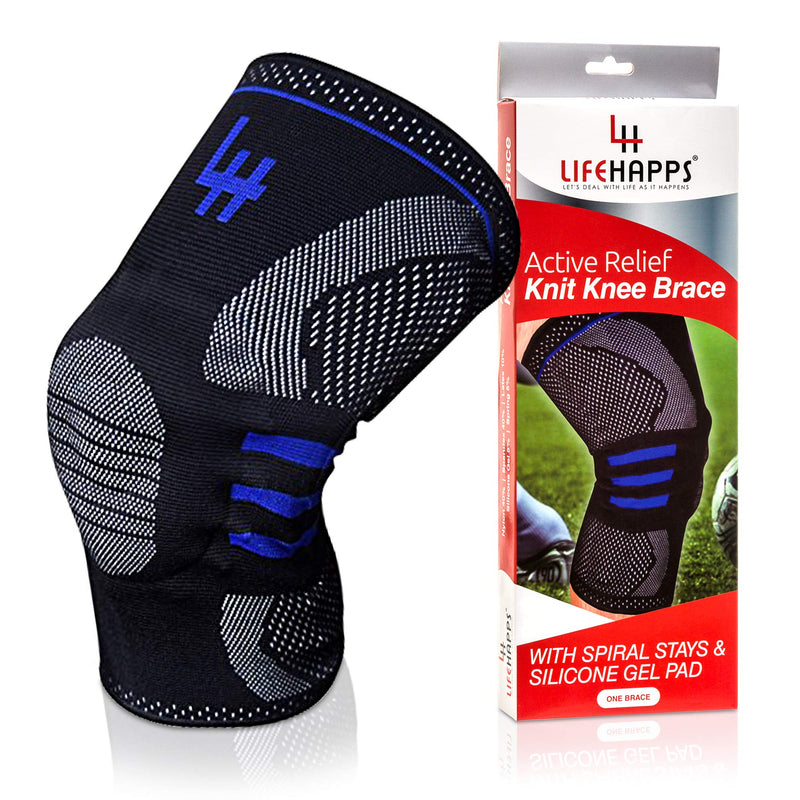 [Australia] - Active Relief Knee Brace by Lifehapps - Patella Knee Support Compression Sleeve with Side Stabilizers for Arthritis Joint Pain, Meniscus Tears, ACL, MCL Injuries, Exercise, Running Medium Black 