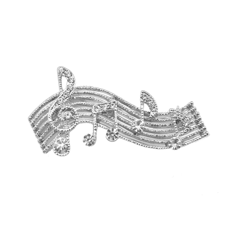 [Australia] - chelseachicNYC Tiny Jewel Crystal Music Note Melody Brooch Pin Silver 