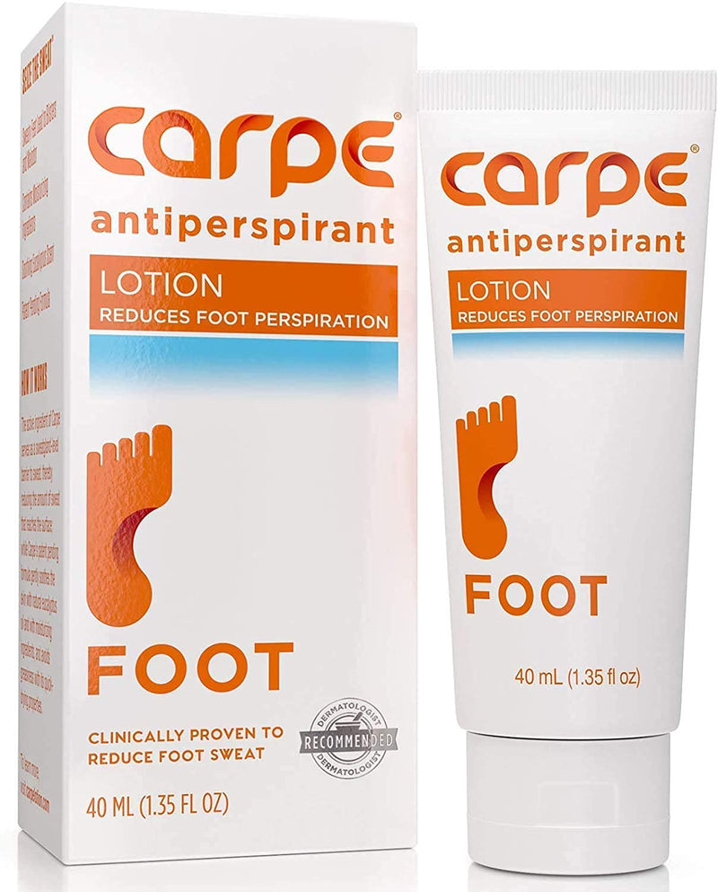[Australia] - Carpe Antiperspirant Foot Lotion, A dermatologist-recommended solution to stop sweaty, smelly feet, Helps prevent blisters, Great for hyperhidrosis 1.35 Fl Oz (Pack of 1) 