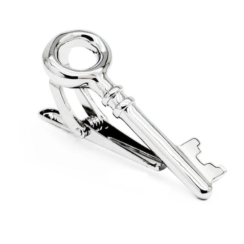 [Australia] - HONEY BEAR Mens Boys Skinny Narrow Key Tie Clip Bar for Wedding Gift 4cm Silver 