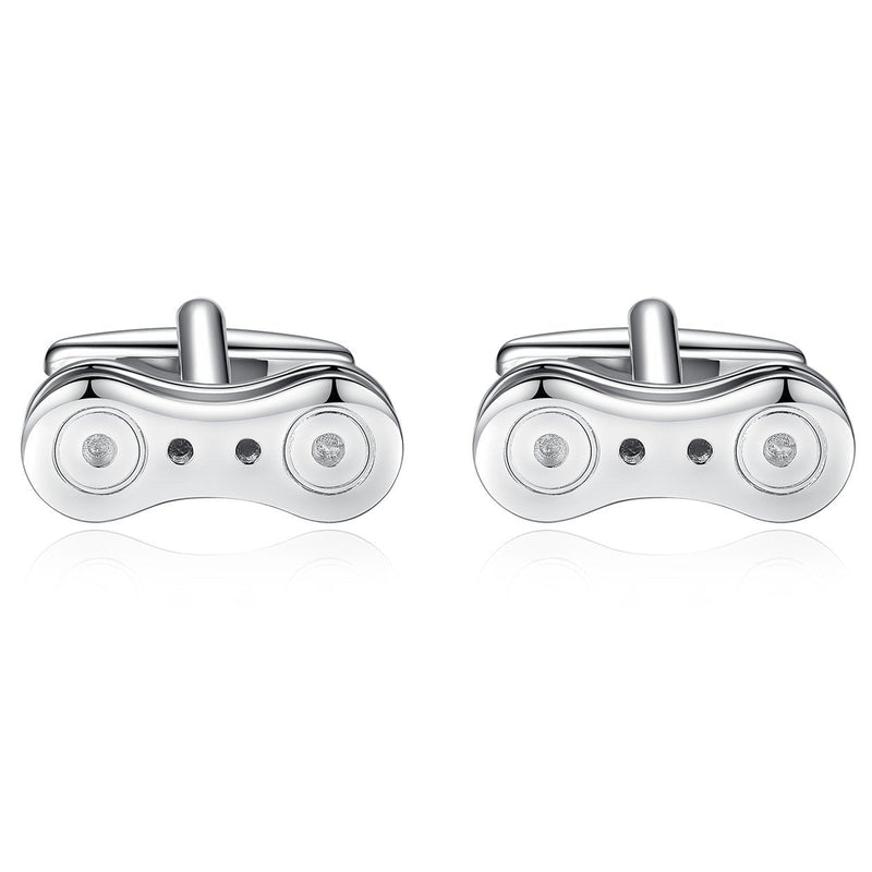 [Australia] - HONEY BEAR Cufflinks for Men Silver Bicycle Bike Chain for Wedding Business Gift 